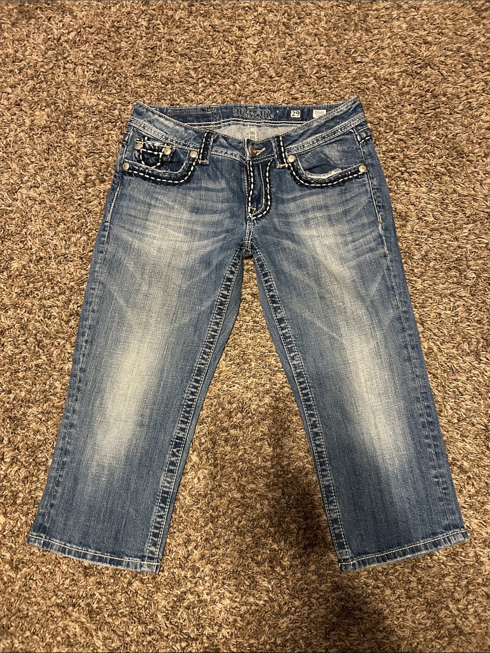 Miss Me Light Blue Capri Jeans with Embellished Pockets